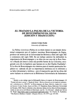 El Tratado La Palma De La Victoria De Boncompagno Da Signa (Edición Y Traducción)