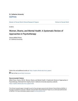 Women, Shame, and Mental Health: a Systematic Review of Approaches in Psychotherapy