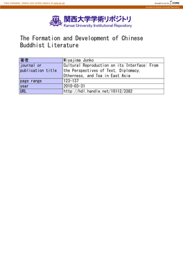 The Formation and Development of Chinese Buddhist Literature