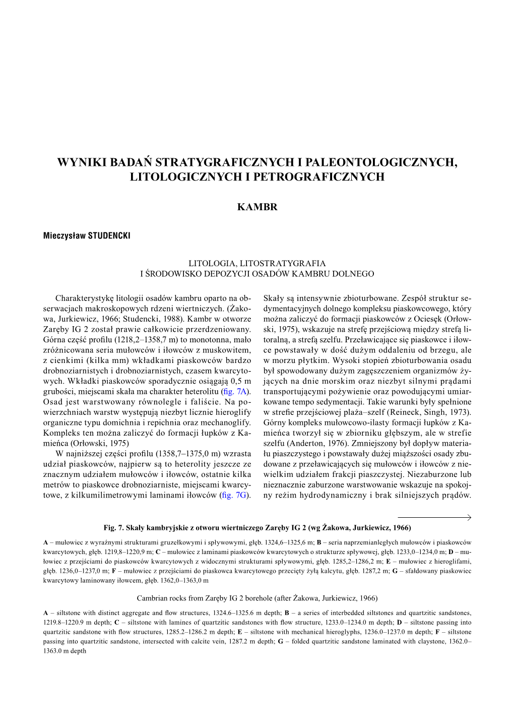 Wyniki Badań Stratygraficznych I Paleontologicznych, Litologicznych I Petrograficznych