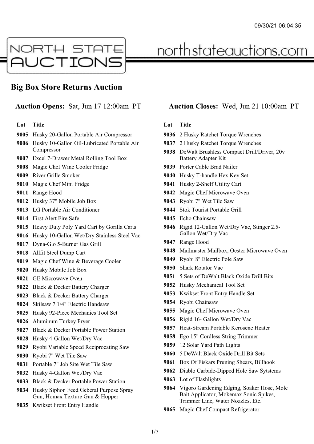 Big Box Store Returns Auction