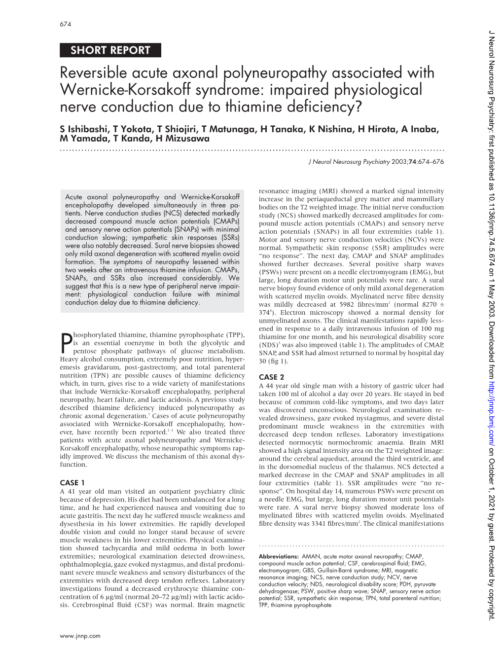 Impaired Physiological Nerve Conduction