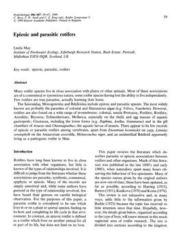 Epizoic and Parasitic Rotifers