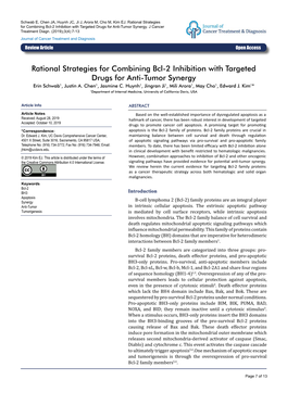 Rational Strategies for Combining Bcl-2 Inhibition with Targeted Drugs for Anti-Tumor Synergy