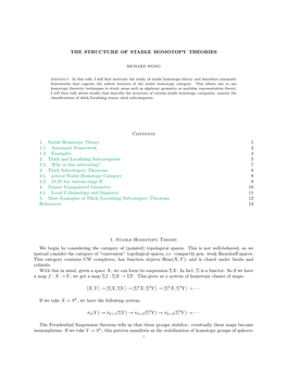 The Structure of Stable Homotopy Theories