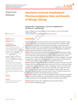 Eperisone-Induced Anaphylaxis: Pharmacovigilance Data and Results of Allergy Testing