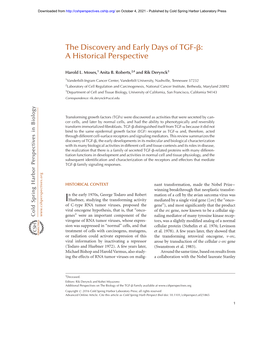 The Discovery and Early Days of TGF-Β: a Historical Perspective