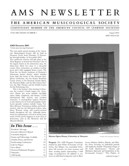 AMS Newsletter August 2003