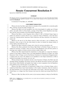Senate Concurrent Resolution 9 Sponsored by COMMITTEE on RULES