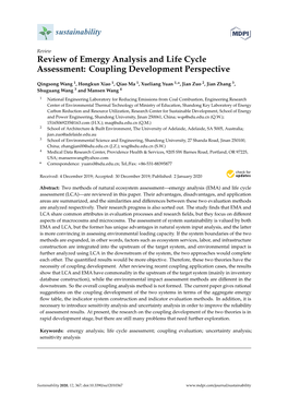 Review of Emergy Analysis and Life Cycle Assessment: Coupling Development Perspective