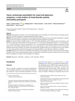 Classic Serotonergic Psychedelics for Mood and Depressive Symptoms: a Meta-Analysis of Mood Disorder Patients and Healthy Participants