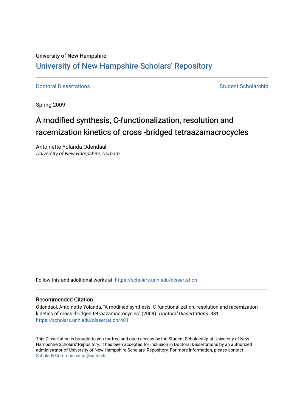 A Modified Synthesis, C-Functionalization, Resolution And