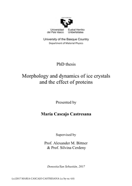 Morphology and Dynamics of Ice Crystals and the Effect of Proteins