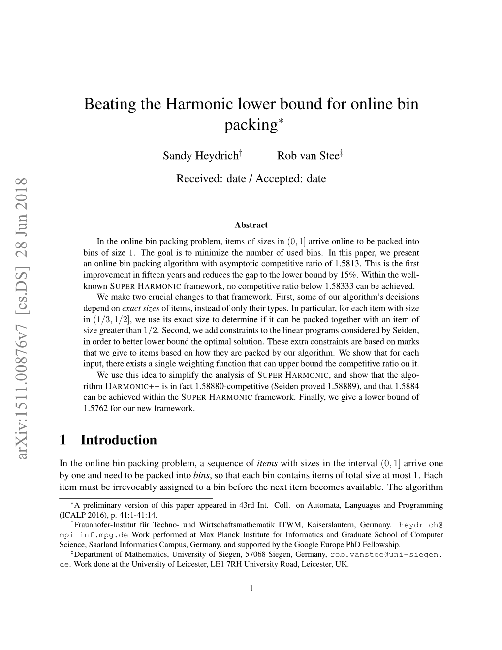 Beating the Harmonic Lower Bound for Online Bin Packing∗