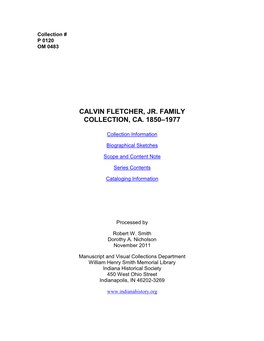 Calvin Fletcher Jr. Family Collection