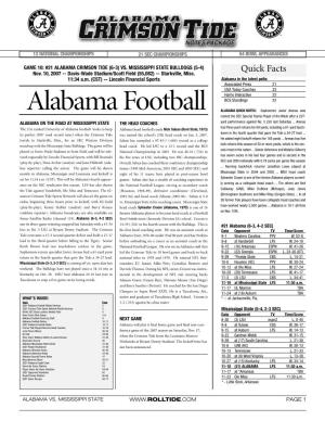2007 Alabama Game Notes (Vs. Mississippi State)