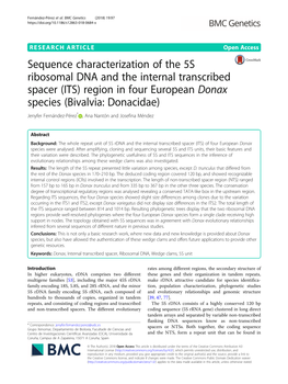 Sequence Characterization of the 5S Ribosomal DNA and the Internal Transcribed Spacer (ITS) Region in Four European Donax Specie