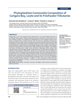 Phytoplankton Community Composition of Carigara Bay, Leyte and Its Freshwater Tributaries