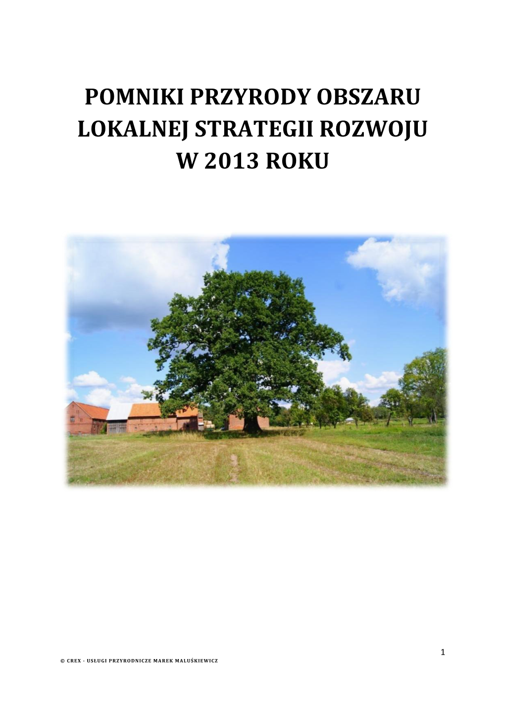 Pomniki Przyrody Obszaru Lokalnej Strategii Rozwoju W 2013 Roku