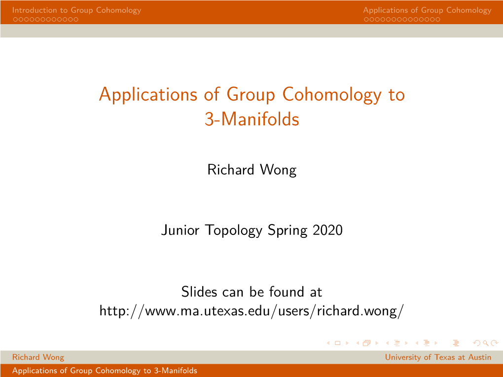 Applications of Group Cohomology to 3-Manifolds