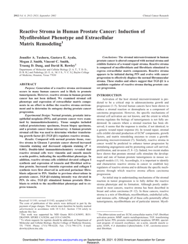 Reactive Stroma in Human Prostate Cancer: Induction of Myofibroblast Phenotype and Extracellular Matrix Remodeling1