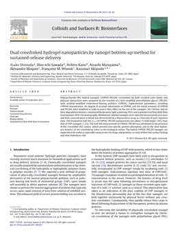 Dual Crosslinked Hydrogel Nanoparticles by Nanogel Bottom-Up Method For