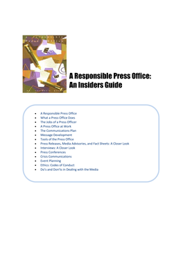 A Responsible Press Office: an Insiders Guide
