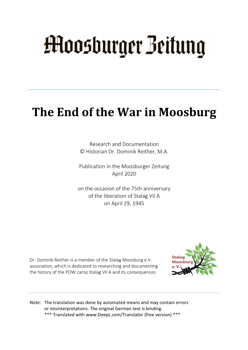 The End of the War in Moosburg