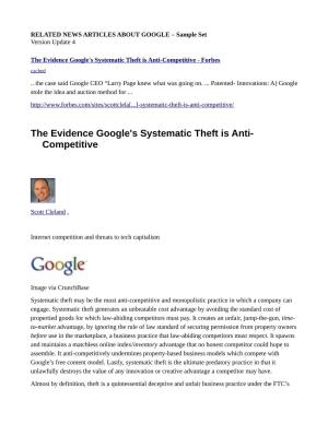 The Evidence Google's Systematic Theft Is Anti- Competitive