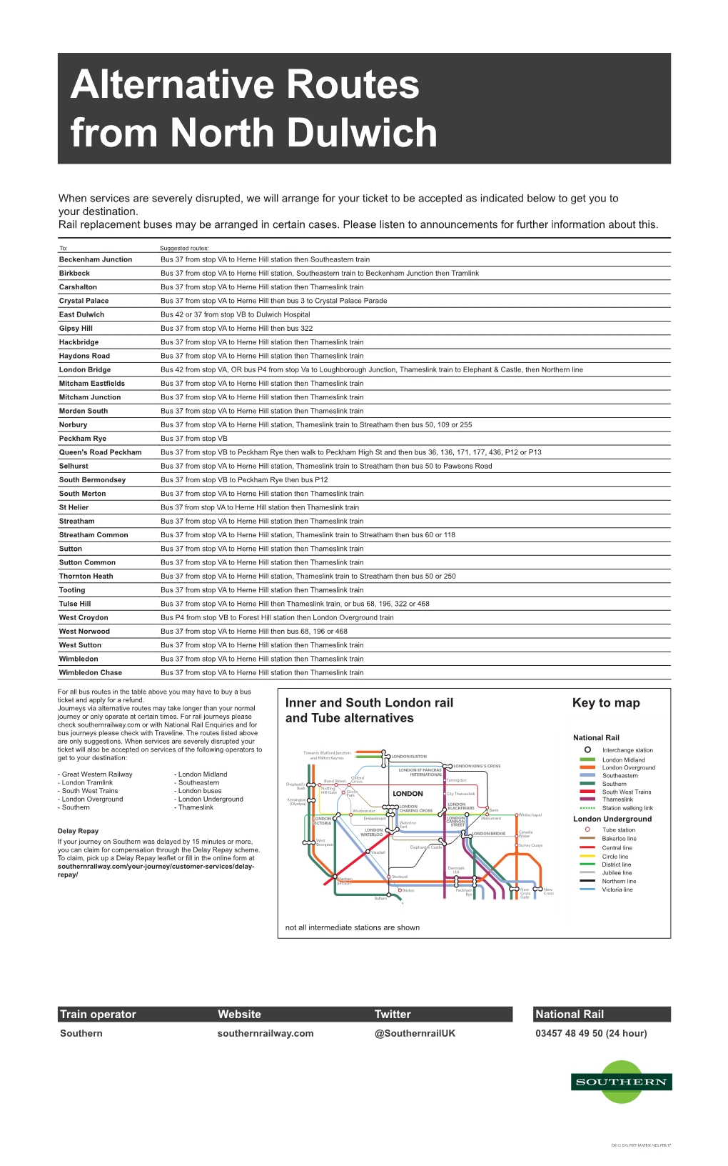 Alternative Routes from North Dulwich