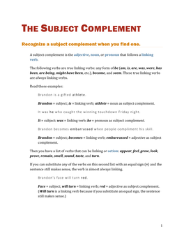 The Subject Complement