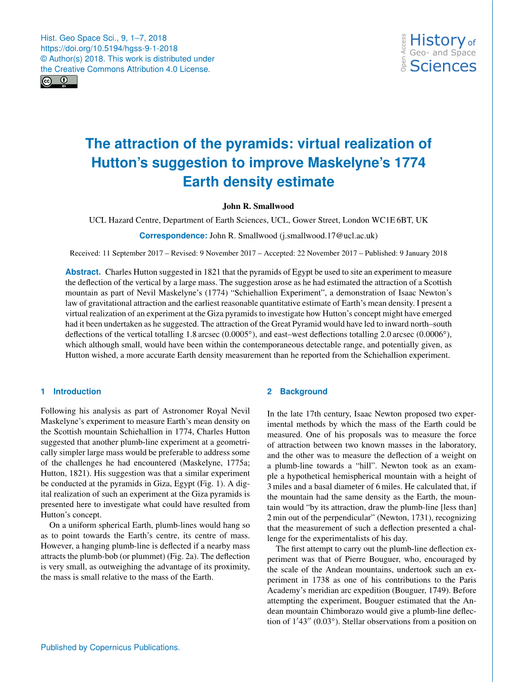 The Attraction of the Pyramids: Virtual Realization of Hutton's Suggestion To