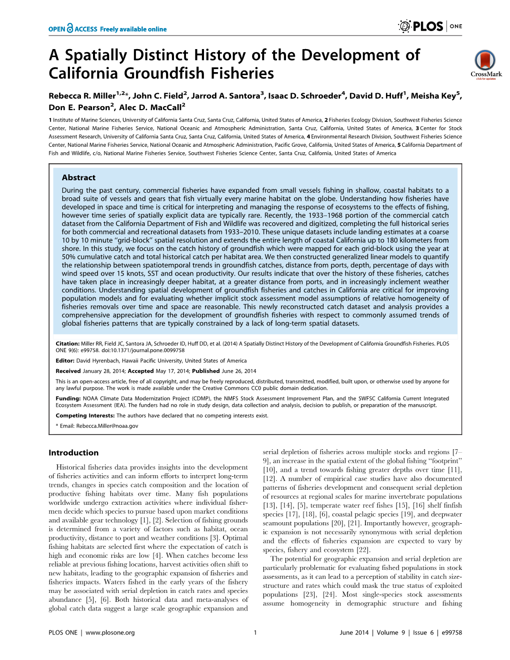 A Spatially Distinct History of the Development of California Groundfish Fisheries