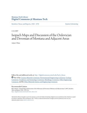 Isopach Maps and Discussion of the Ordovician and Devonian of Montana and Adjacent Areas Arden F