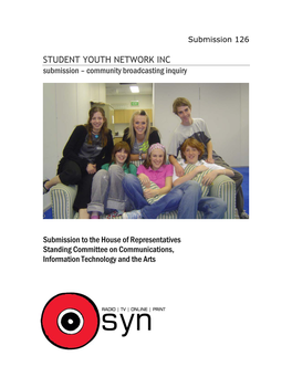 STUDENT YOUTH NETWORK INC Submission – Community Broadcasting Inquiry