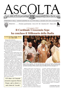 Il Cardinale Crescenzio Sepe Ha Concluso Il Millenario Della Badia