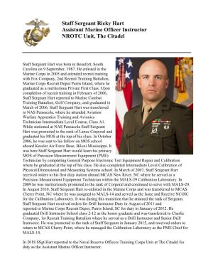 Staff Sergeant Ricky Hart Assistant Marine Officer Instructor NROTC Unit, the Citadel