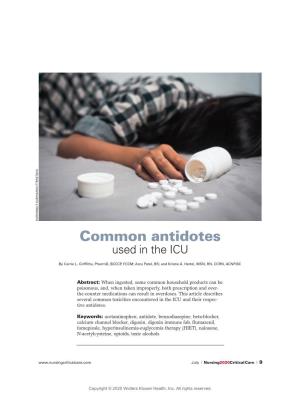 Common Antidotes Used in the ICU