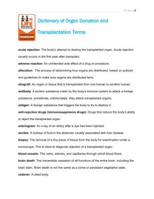 Dictionary of Organ Donation and Transplantation Terms