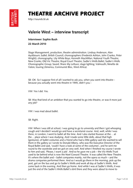 Valerie West – Interview Transcript