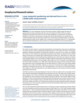 Lunar Meteoritic Gardening Rate Derived from in Situ LADEE/LDEX Measurements, Geophys