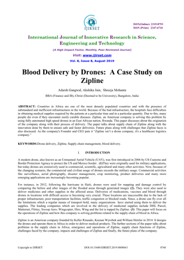 Blood Delivery by Drones: a Case Study on Zipline