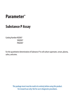 Substance P Parameter Assay