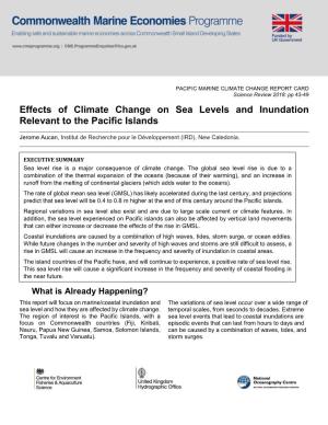 Effects of Climate Change on Sea Levels and Inundation Relevant to the Pacific Islands