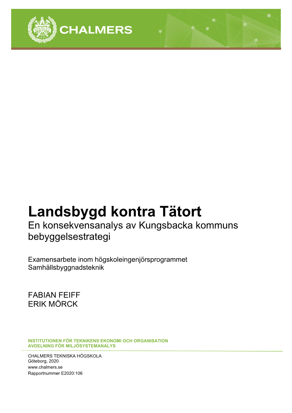 Landsbygd Kontra Tätort