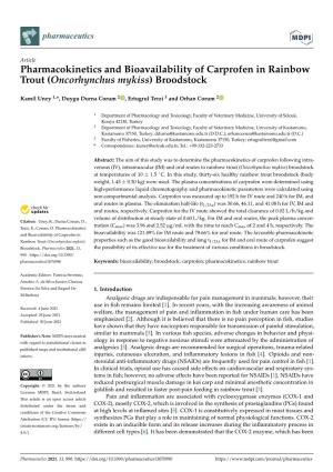 Pharmacokinetics and Bioavailability of Carprofen in Rainbow Trout (Oncorhynchus Mykiss) Broodstock