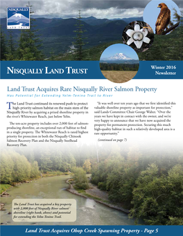 Nisqually Land Trust Land Trust Acquires Rare Nisqually River