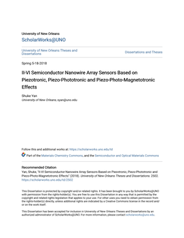 II-VI Semiconductor Nanowire Array Sensors Based on Piezotronic, Piezo-Phototronic and Piezo-Photo-Magnetotronic Effects