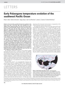 Early Palaeogene Temperature Evolution of the Southwest Pacific Ocean
