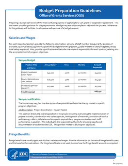 Budget Preparation Guidelines Office of Grants Services (OGS)